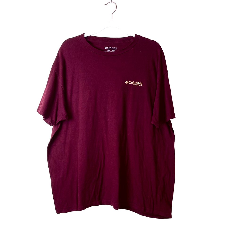 Columbia PFG Maroon Short Sleeve T-Shirt Mens Size 2XL